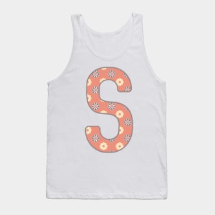 MONOGRAM LETTER S PINK FLORAL TYPOGRAPHY DESIGN Tank Top